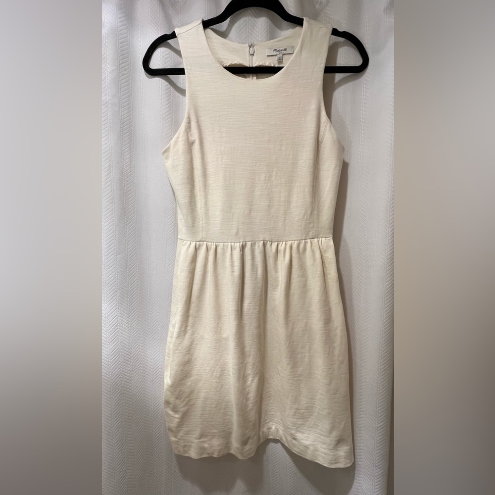 Vintage Madewell Sleeveless Shift Dress in Cream with pockets, XS Y2K Festival